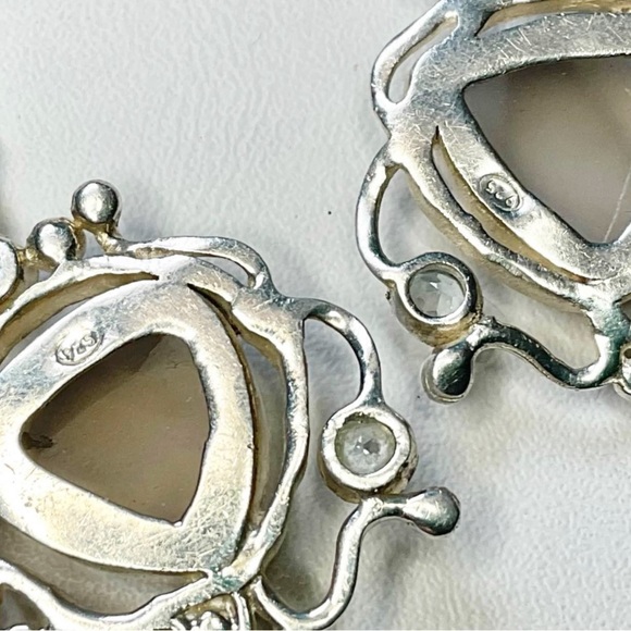 Sterling Silver Earrings Big Drop Druzy Iolite Topaz Stones - Picture 5 of 6